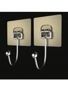 5/10pcs Large Adhesive Hooks 22Ib(Max), Waterproof And Rustproof Wall Hooks For Hanging Heavy Duty, Stainless Steel Towel And Coats Hooks To Use Inside Kitchen, Bathroom, Home And Office (Black, Gold, Clear) - Multicolor - View 11