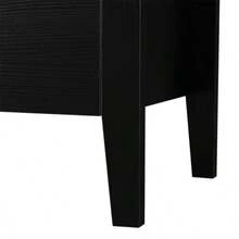 Bar Cabinet,Wine Bar Cabinet,Liquor Storage Credenza,Sideboard With Wine Racks & Stemware Holder,Wine Glass Holder,Metal Handle,Can Be Placed In Family Bars,Hallways,Living Rooms - 黑色 - 查看 3