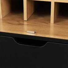 Bar Cabinet,Wine Bar Cabinet,Liquor Storage Credenza,Sideboard With Wine Racks & Stemware Holder,Wine Glass Holder,Metal Handle,Can Be Placed In Family Bars,Hallways,Living Rooms - 黑色 - 查看 2