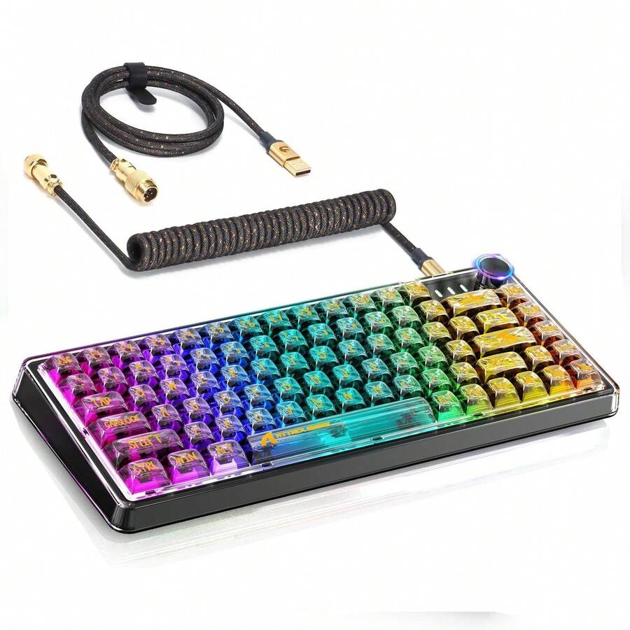 ATTACK SHARK Mechanical Keyboard, Transparent PC Keycaps, Custom RGB