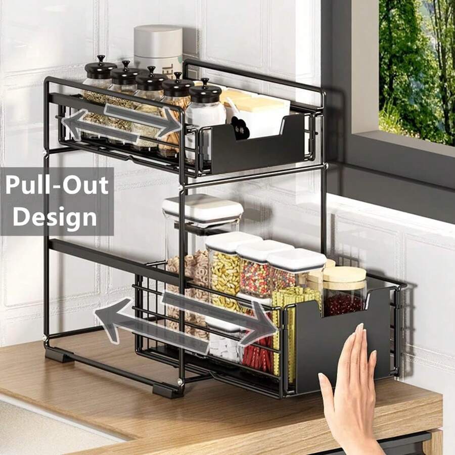 New 2Tier Under Sink Organizers With Sliding Storage Drawer