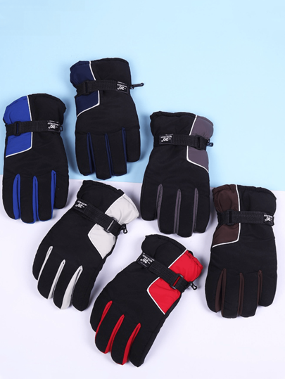 1pair Winter Thickened Kids Warm Ski Gloves