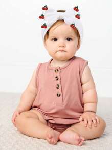 1/2pcs Crochet Strawberry Headband For Toddler Girls Adorable Fruit Hair Bow Hairband For Toddler Infant Newborn Solid Color White Bow Hair Band Exquisite Fruit Baby Headband Soft Stretchy Headpiece Holiday Party Headpiece Kids Baby Hair Accessories - Multicolor - View 4