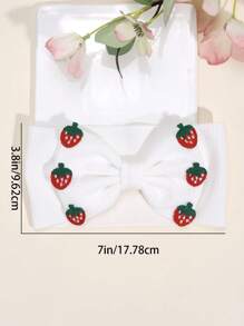 1/2pcs Crochet Strawberry Headband For Toddler Girls Adorable Fruit Hair Bow Hairband For Toddler Infant Newborn Solid Color White Bow Hair Band Exquisite Fruit Baby Headband Soft Stretchy Headpiece Holiday Party Headpiece Kids Baby Hair Accessories - Multicolor - View 10