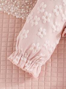 2pcs/Set Baby Girls Casual Snowflake Cardigan Jacket And Bow Tulle Dress Outfit, Winter - Baby Pink - View 8