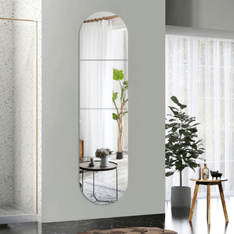 4pcs Full Body Length Mirrors For Walls, 12" X 12" Acrylic Plexiglass Wall-Mounted Stick On Frameless Square Makeup Large Long Mirror Home Workout Gym Hallway Mirror Dorm Floor Tile Self Adhesive, Stickers, Wall Decal, Vinly Decal For Home Decorations, Spring Decoration Items Refresh Your Home, Rama Decoration Stickers Gifts Birthday Graduation