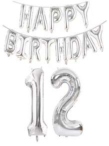 银色生日快乐数字字母铝箔气球成人生日派对装饰10 11 12 14 15 18 20 25 30 35 40 50岁60岁圣诞节 - 銀色 - 查看 36