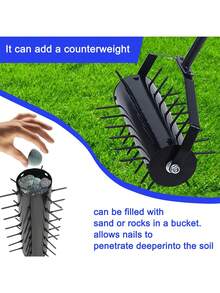 Rolling Manual Lawn Aerator, Home Aerator Lawn Tool Pusher, 58-Inch Handle Push Lawn Aerator For Lawns, Yards And Gardens - Black - View 11