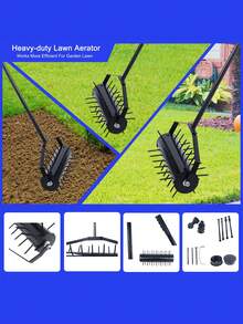 Rolling Manual Lawn Aerator, Home Aerator Lawn Tool Pusher, 58-Inch Handle Push Lawn Aerator For Lawns, Yards And Gardens - Black - View 6