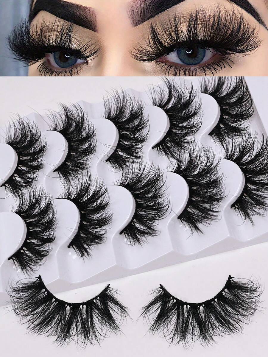 5 对蓬松假睫毛浓密纤长假睫毛持久浓密凌乱睫毛延长 - 濃密款 - 查看 1