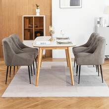 Set Of 2 Dining Chairs With Metal Feet, Modern Kitchen Chairs With Backrest, Dining/Living Room Lounge Chairs - Grey - View 6