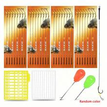 YOTO 8 Pieces Carp Fishing Hair Rigs, Carp Hook Rig With Braided Line, Carp Leader With 2 Boilie Stoppers And 2 Needles - Yellow - View 1