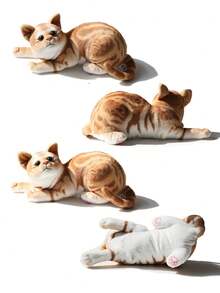 1 件柔软逼真的蹲伏美洲虎猫毛绒玩具，灰色美洲虎/短尾猫，可爱有趣的设计，非常适合聚会、收藏、生日礼物和圣诞礼物 - 彩色 - 查看 7