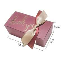 10入組字母圖案禮品酒紅色紙糖果盒適合婚禮 - 酒紅色 - 查看 3