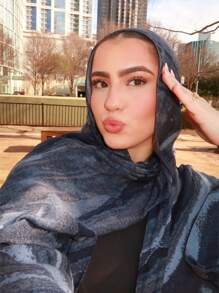 1件装女士波西米亚风水墨扎染印花围巾，休闲街头风头巾披肩，日常百搭，秋季款