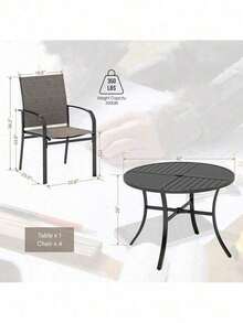 5 Piece Outdoor Dining Set Patio Furniture Set Round Table For Yard - 1 - 查看 2
