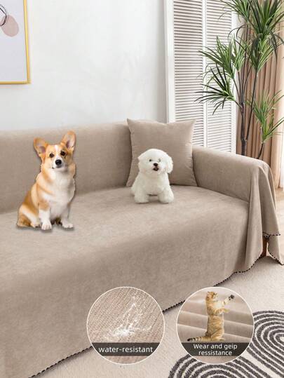 1 pieza Manta de sofá de unicolor, estilo clásico adecuado para todas las estaciones, protector de sofá resistente a arañazos apto para mascotas, decoración del hogar lavable a máquina para sofás en forma de L y de 1/2/3/4 plazas (se vende por unidad)