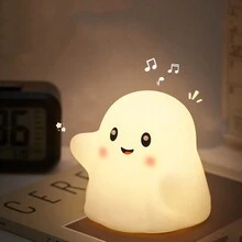 1 đèn ngủ trang trí để bàn hình ma trắng dễ thương Halloween có hiệu ứng âm thanh, đèn vòi, đèn trang trí bàn Halloween, đèn trang trí tiệc, đèn ngủ LED, đèn ma trắng làm quà tặng tiệc, trang trí phòng ngày lễ - Nhiều màu - Xem 12