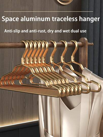 Set de 5 perchas de ropa de aleación de aluminio lujosas y sin costuras, ganchos multifuncionales antioxidantes y resistentes a la oxidación para prendas húmedas y secas, primaverales, minimalistas, para blusas de verano
