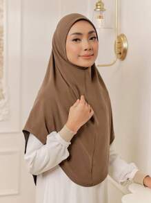 1 Stück Damen Einfarbiges Jersey Praktischer Muslimischer Pullover Hijab, Herbst/Winter zum Anziehen - Verschiedenfarbig - Übersicht 24