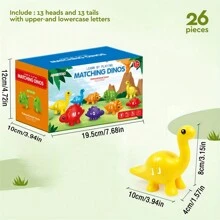 HUHUJIA Trò chơi ghép chữ cái 26 món - Đồ chơi khủng long 13 chữ cái ABC hai mặt dành cho trẻ mẫu giáo | Đồ chơi học chữ in hoa và chữ thường dành cho trẻ mới biết đi, bé trai và bé gái, Quà tặng Giáng sinh và ngày lễ - 26 cái - Xem 4