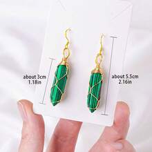 1 件天然水晶双尖柱吊坠耳环，波西米亚风格时尚珠宝礼物，适合女性（可能含有天然不规则性） - 虎眼石 - 查看 9