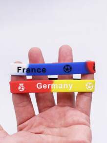 4pcs/Set Silicone Wrist Bands With Various National Flag Colors And Football Decor - National Flag Color Silicone Bracelet - View 5