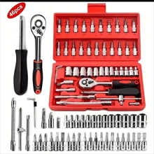 Kit De Herramientas Mecanica 46 Pz Con Desarmador Y Matraca - Rojo - Ver 1