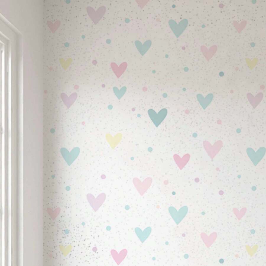 Blue And Pink Heart Wallpaper Roll VRC484 - Nhiều màu - Xem 1