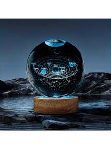 一颗3D雕刻的太阳系水晶球，一盏在银河系星空下漫步的彩色夜灯，一份桌面装饰的圣诞节情人节礼物，以及一个天文爱好者的生日派对 - 彩色光 - 查看 4