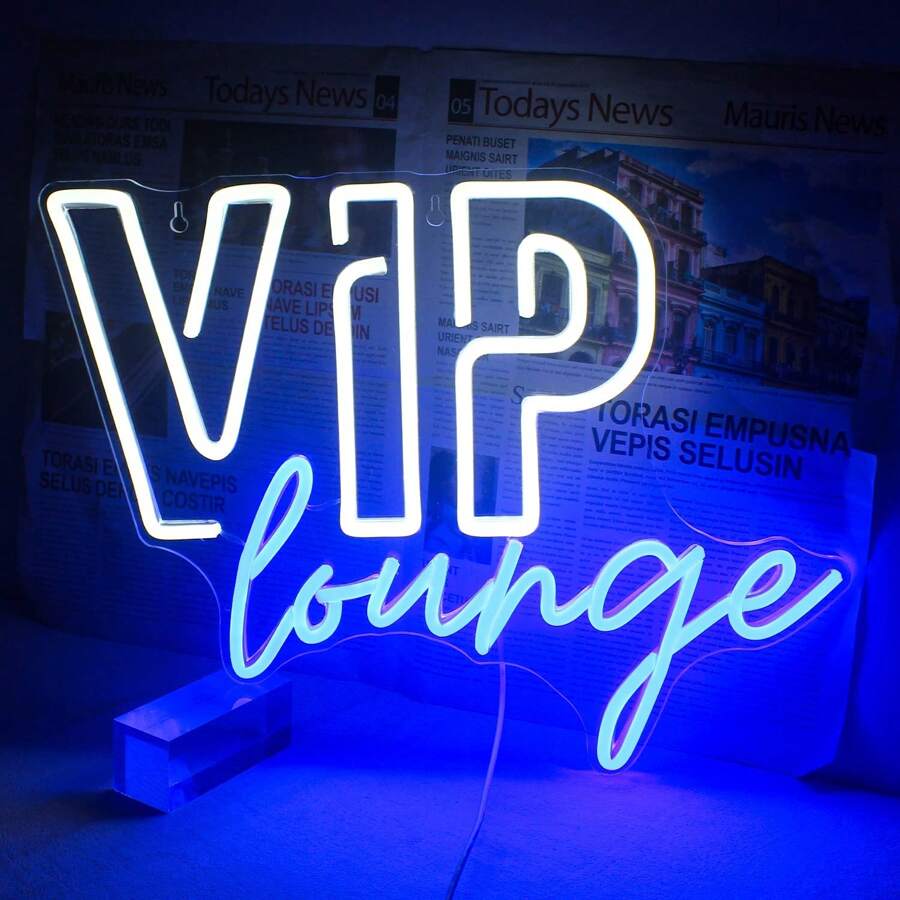 1 Pcs VIP Lounge Neon Signs For Wall Decor VIP Neon Light Signs For Room Decor,LED Light Sign With USB Powered For Bar Hotel Cafe VIP Room Home Art Decoration Multicolor