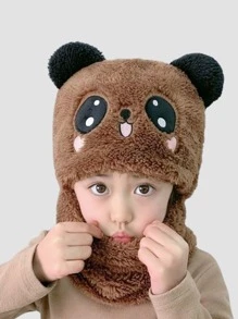 1pc Kids Plush Cute Ear Cartoon Beanie Hat, Ear Warmer & Scarf Combo Set, Suitable For Boys & Girls In Autumn/Winter - 1PC - View 7