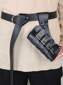 2 Piezas de Cinturón Medieval de PU, Portaespadas Vikingo de Caballero, Portaespadas Ajustable, Accesorios de Disfraz de Guerrero para Halloween (Espada no incluida)