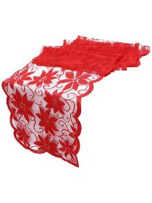 1pc-Áo chạy bàn Giáng sinh ren hoa trạng nguyên áo chạy bàn Giáng sinh tủ quần áo khăn choàng khăn trải bàn ngày lễ cho trang trí tiệc Giáng sinh, trang trí bàn dưới màu đỏ Giáng sinh, trang trí Giáng sinh - Đỏ - Xem 7