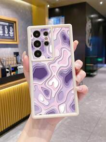 1pc Purple Maze Pattern Shockproof Phone Case Compatible With Iphone/Galaxy/Infinix/Redmi/OPPO/VIVO/MOTO/Honor/Oneplus/Itel/Tecno - White - View 3
