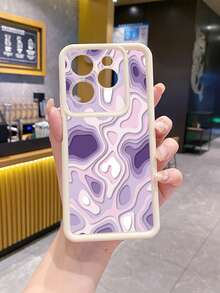 1pc Purple Maze Pattern Shockproof Phone Case Compatible With Iphone/Galaxy/Infinix/Redmi/OPPO/VIVO/MOTO/Honor/Oneplus/Itel/Tecno - White - View 4