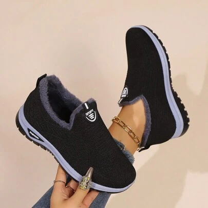 Mesh & Padded Warm Thick Soft Bottom Knit Shock-Absorbing Non-Slip Wear-Resistant Running Shoes, Outdoor Casual All-Match Comfortable Sports Shoes, Mothers Shoes