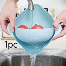 双层塑料滤网篮、厨房蔬菜清洗机、淘米漏勺、水果碗