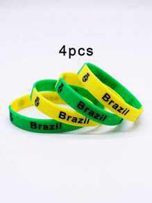 4pcs/Set Silicone Wrist Bands With Various National Flag Colors And Football Decor - National Flag Color Silicone Bracelet - View 19