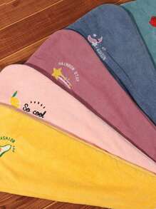 1Pc Cute Embroidered Hair Towel Wrap, Super Absorbent Microfiber Hair Turban, Quick Dry Hair Towel, Anti-Frizz Drying Cap With Button, Bath Accessories For Curly & Long Hair, Perfect For Spa, Travel, Halloween & Christmas Gifts. Shower Towels For Beaty Salon, Hotel Sports,Home Essentials, Towel, Skin Care