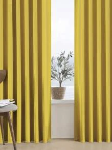 1pc Solid Color Curtains, Grommet Top Decorative Window Drapes, Window Treatments For Bedroom Living Room, Home Decoration, Room Decoration - Buff Yellow - View 5
