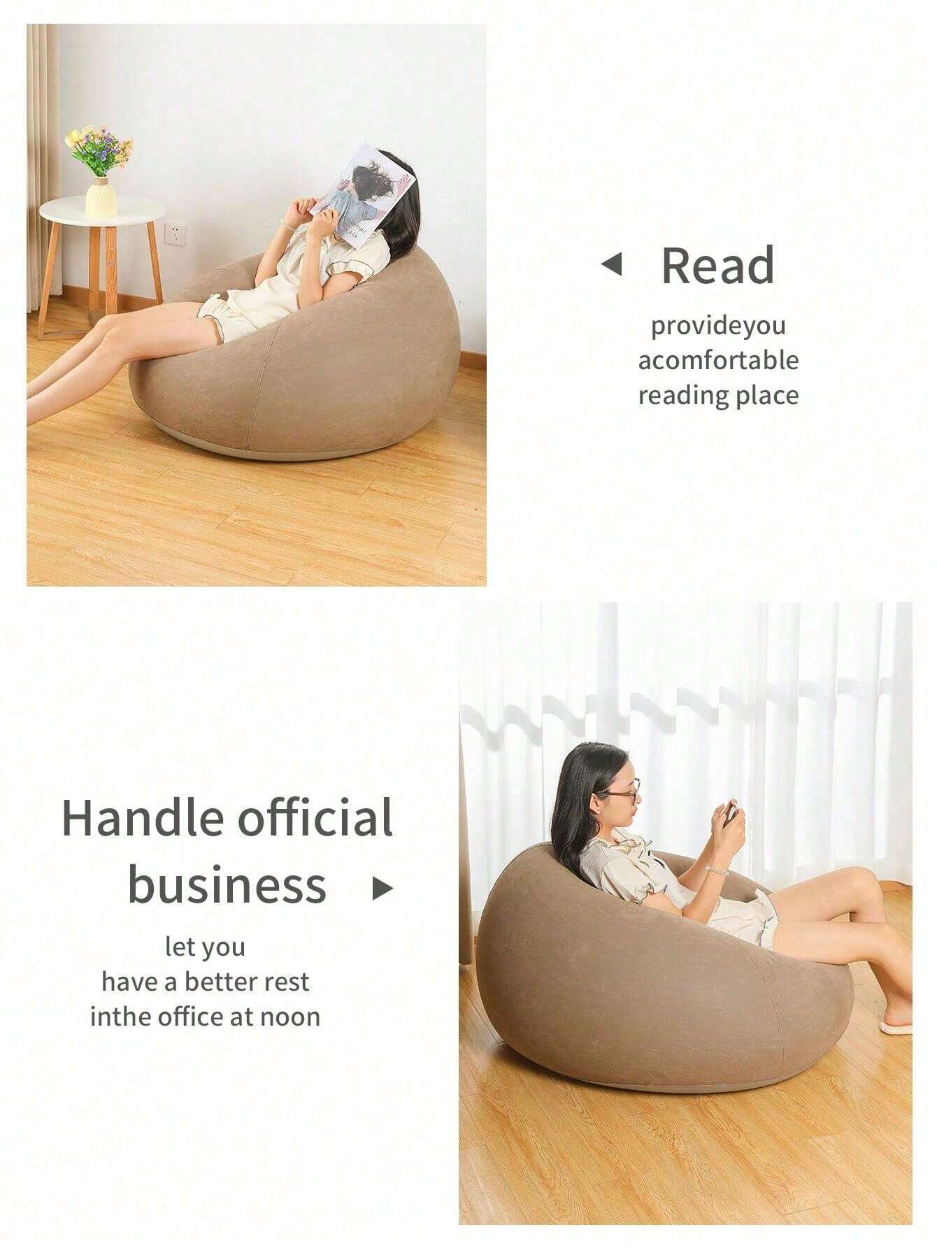 1pc Inflatable Sofa Chair With A Bellows Style Foot Pump, Bean Bag