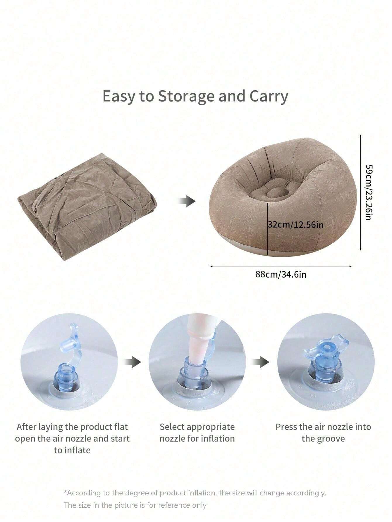 1pc Inflatable Sofa Chair With A Bellows Style Foot Pump, Bean Bag