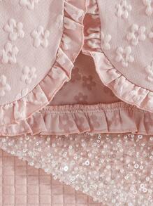 2pcs/Set Baby Girls Casual Snowflake Cardigan Jacket And Bow Tulle Dress Outfit, Winter - Baby Pink - View 6