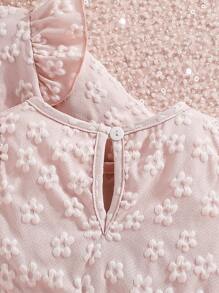 2pcs/Set Baby Girls Casual Snowflake Cardigan Jacket And Bow Tulle Dress Outfit, Winter - Baby Pink - View 4