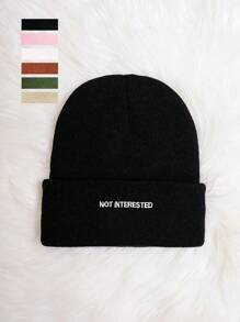 1 件 Y2K 风格男女通用“不感兴趣”针织帽，温暖时尚，适合秋冬季户外活动和街头派对