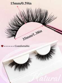 Asiteo 1 Pair 3D Natural False Eyelashes, Fluffy Soft Criss-Cross Lashes, Lightweight For Everyday Wear - Black - View 5