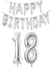 银色生日快乐数字字母铝箔气球成人生日派对装饰10 11 12 14 15 18 20 25 30 35 40 50岁60岁圣诞节 - 銀色 - 查看 19