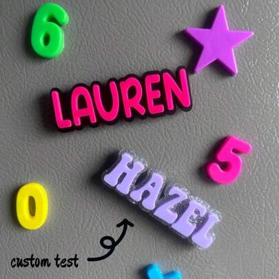 Ímãs de nome personalizados com duas camadas | Exibição de arte infantil | Ímã de geladeira de acrílico, multifuncional, ornamental, reutilizável, adorável, de alta qualidade, fofo, vintage, colorido, personalizado, único, dela, namorado, namorada, pai, mãe, família, amigos, filho, filha, estudantes, sala de jantar, banheiro, sala de estar, quarto, escritório, sala de chá, escola, casa