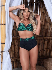 Printed Bikini With Boxer-Style Panties - 顏色隨機傳送 - 查看 1